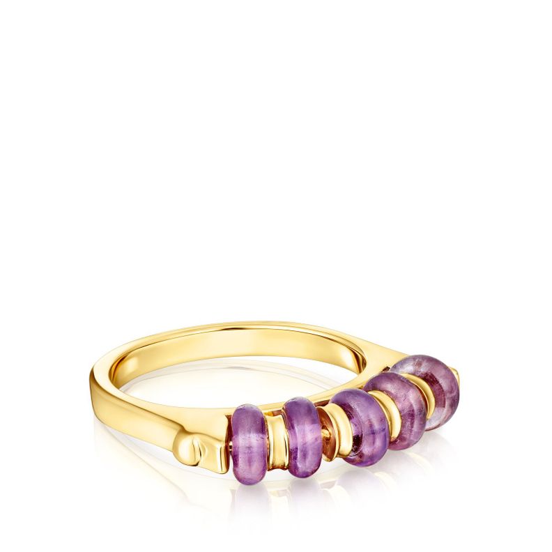 Anillo barra de plata vermeil y amatista Virtual Garden Tous-1