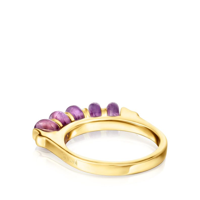 Anillo barra de plata vermeil y amatista Virtual Garden Tous-2