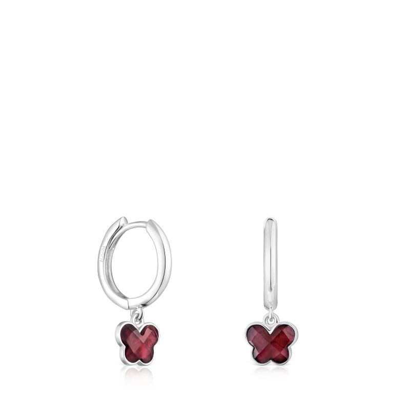 Aros aro de plata y rodolita mariposa Bold Motif-0