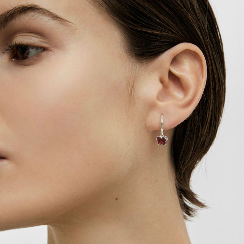 Aros aro de plata y rodolita mariposa Bold Motif-3