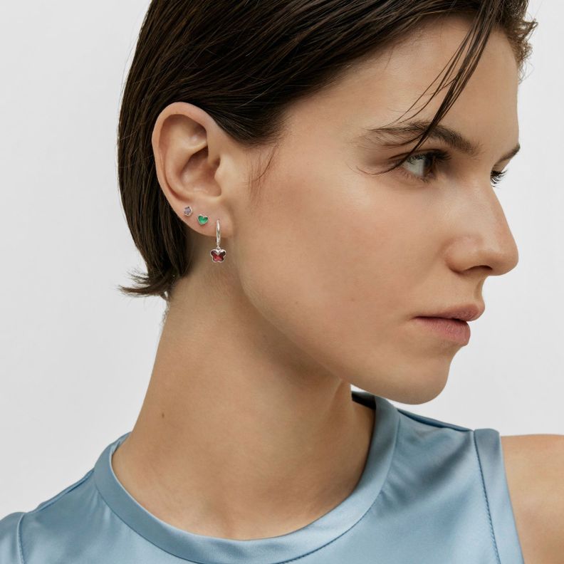 Aros aro de plata y rodolita mariposa Bold Motif-5