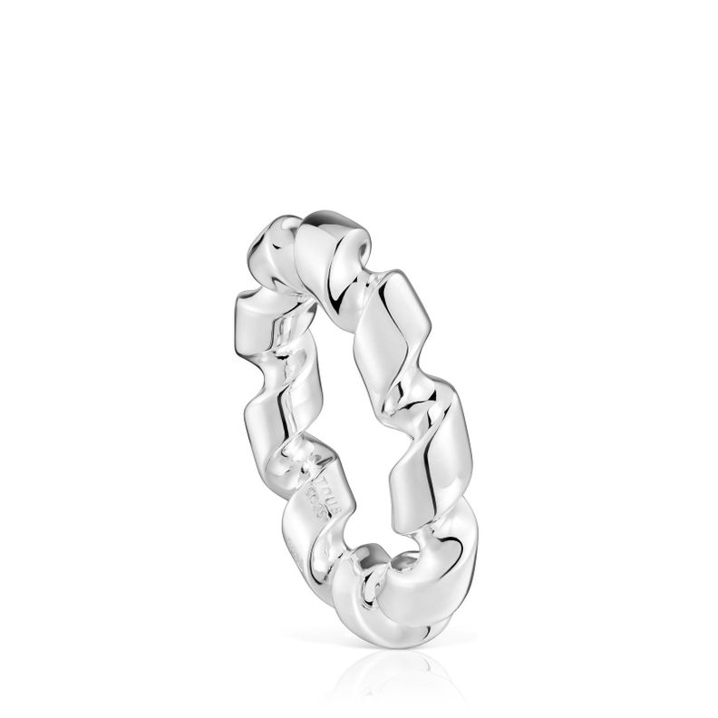 Anillo grande espiral de plata Twisted-0