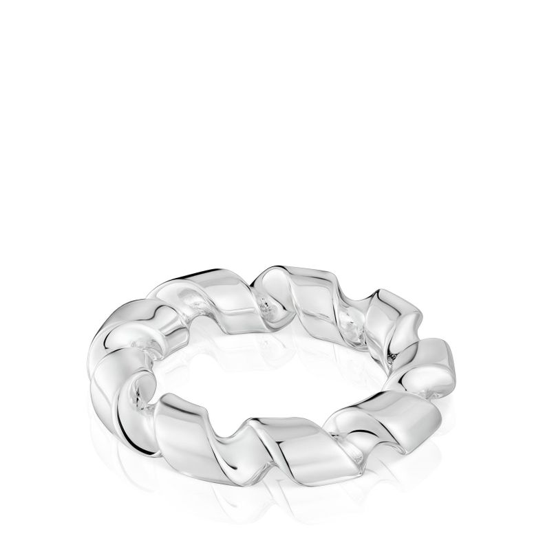 Anillo grande espiral de plata Twisted-2