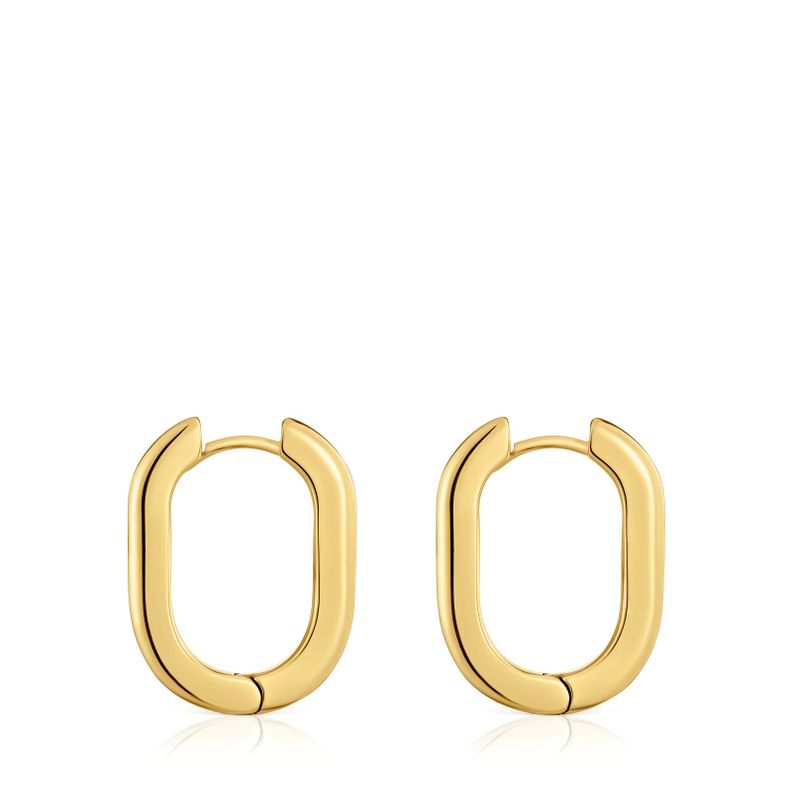Pendiente aro largos con baño de oro 18 kt sobre plata 22 mm Basicos-1