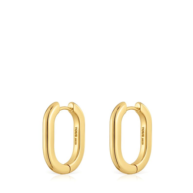 Pendiente aro largos con baño de oro 18 kt sobre plata 22 mm Basicos-2
