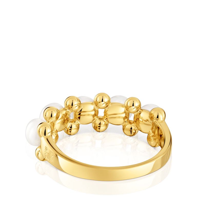 Anillo mediano con baño de oro de 18 kt sobre plata y perlas cultivadas Gloss-1