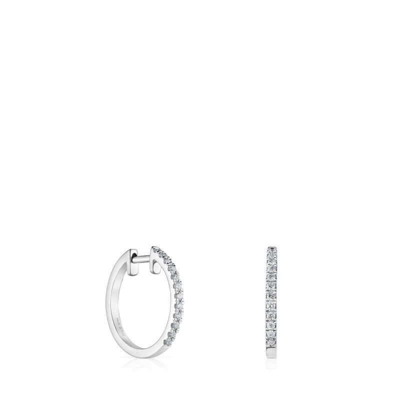 Aros de oro blanco con diamantes 12,5 mm Les Classiques-0