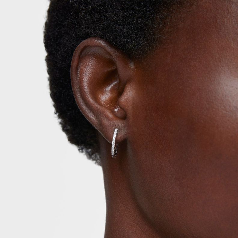 Aros de oro blanco con diamantes 12,5 mm Les Classiques-5