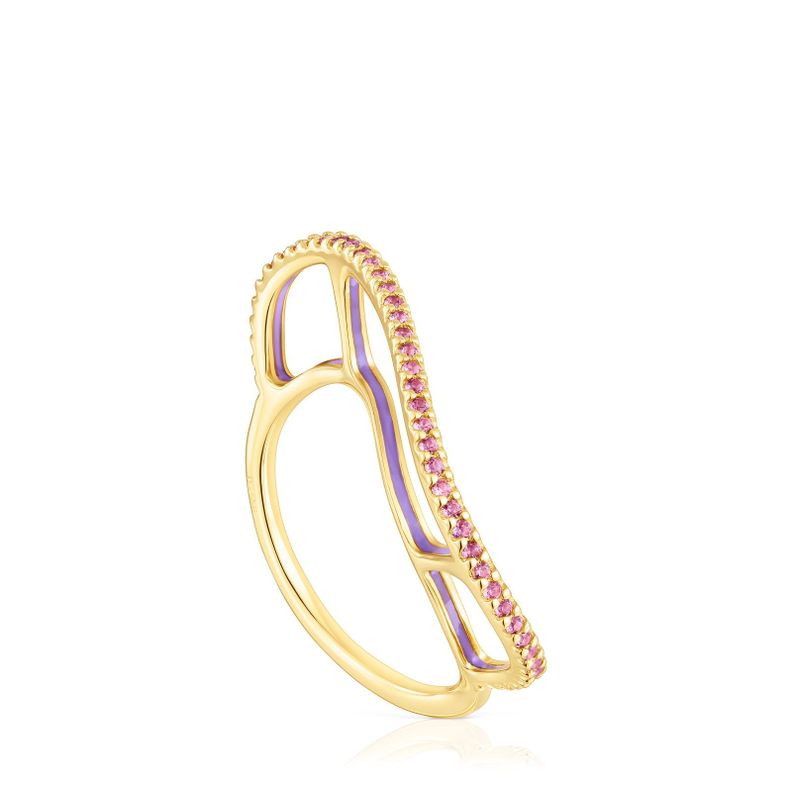 Anillo de plata vermeil y rodolitas Gregal Tous-0