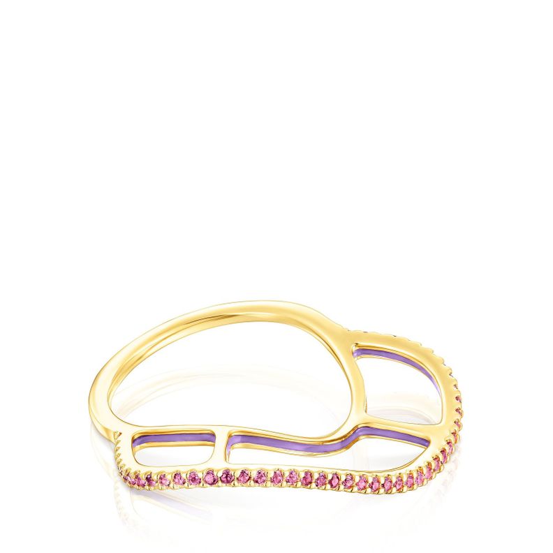 Anillo de plata vermeil y rodolitas Gregal Tous-1