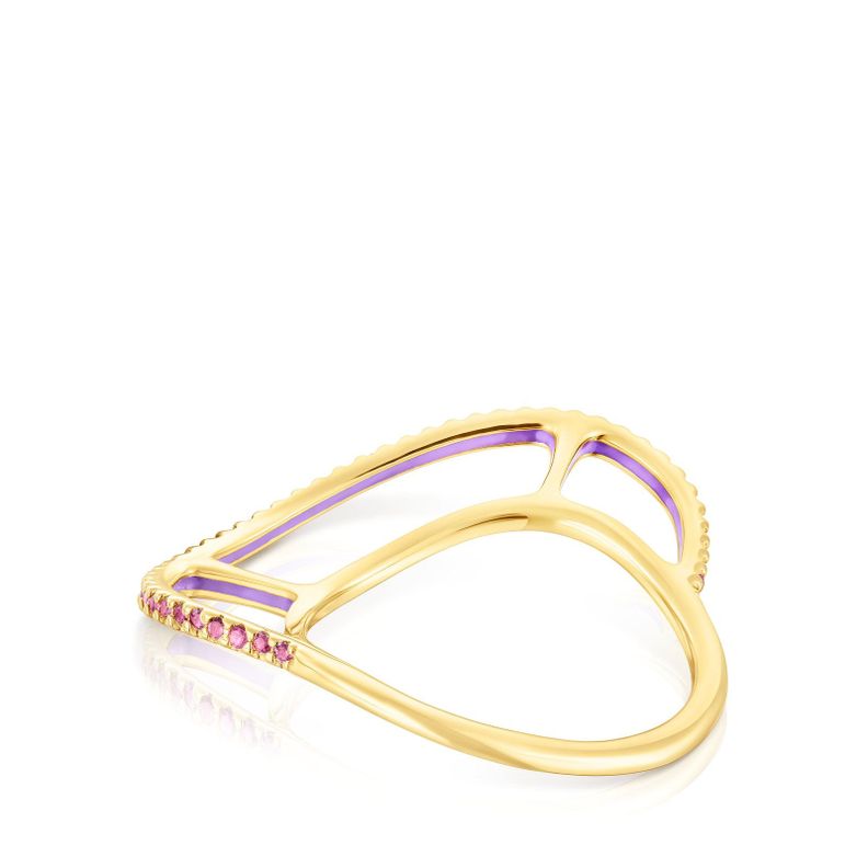 Anillo de plata vermeil y rodolitas Gregal Tous-2