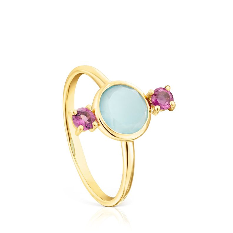 Anillo de oro con calcedonia y rodolita Virtual Garden Tous-0
