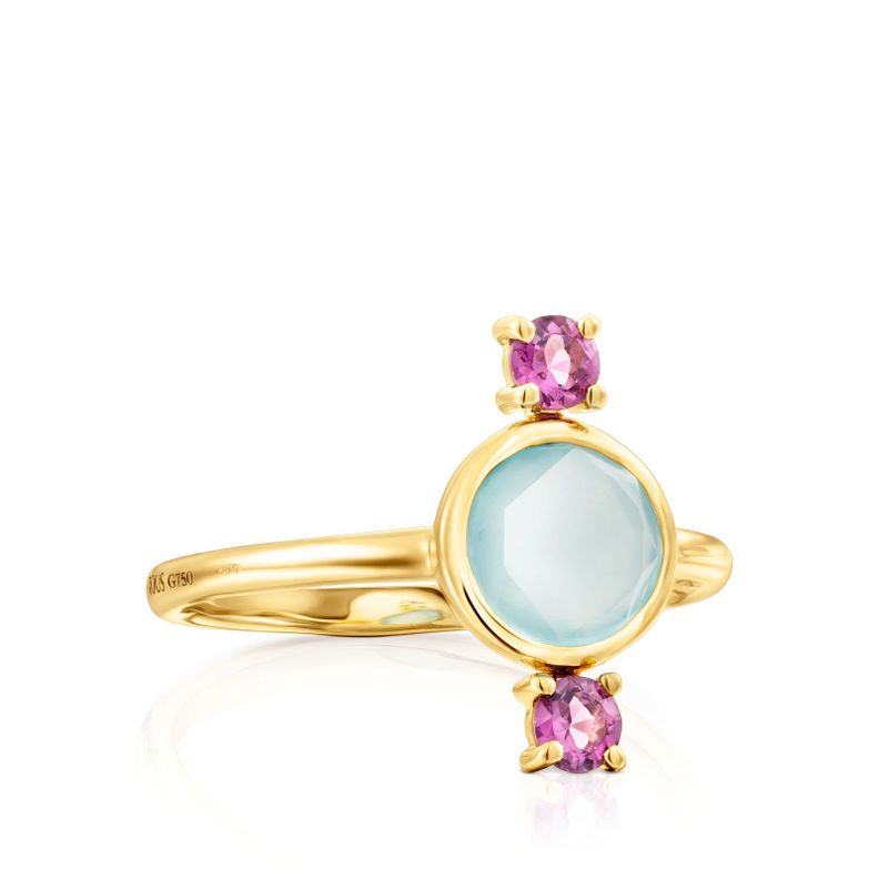 Anillo de oro con calcedonia y rodolita Virtual Garden Tous-1
