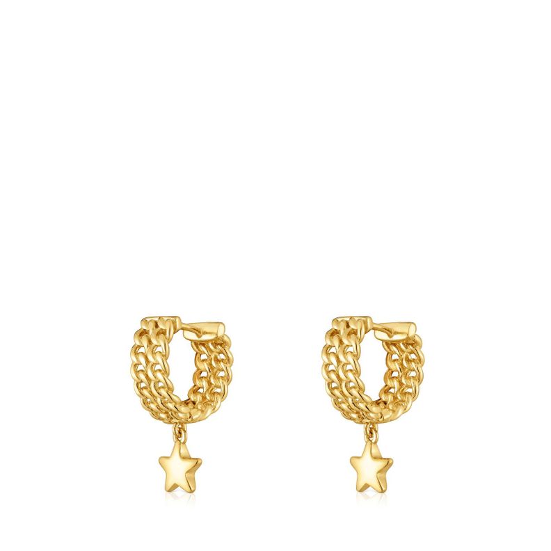 Aros con baño de oro 18 kt sobre plata motivo Bold Motif-2