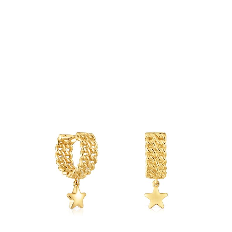 Aros con baño de oro 18 kt sobre plata motivo Bold Motif-3