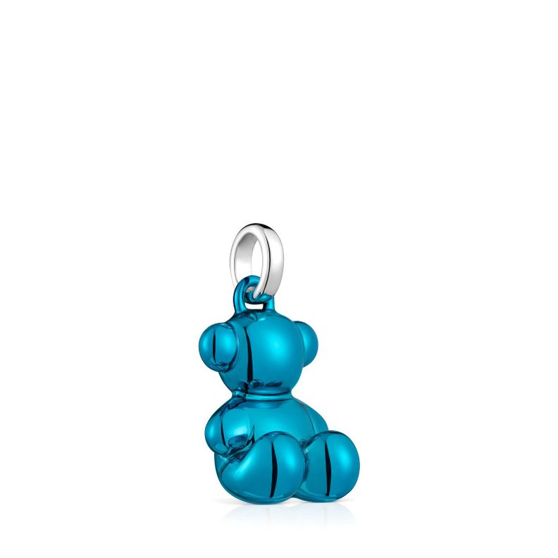 Colgante oso de acero en color azul Bold Bear-1