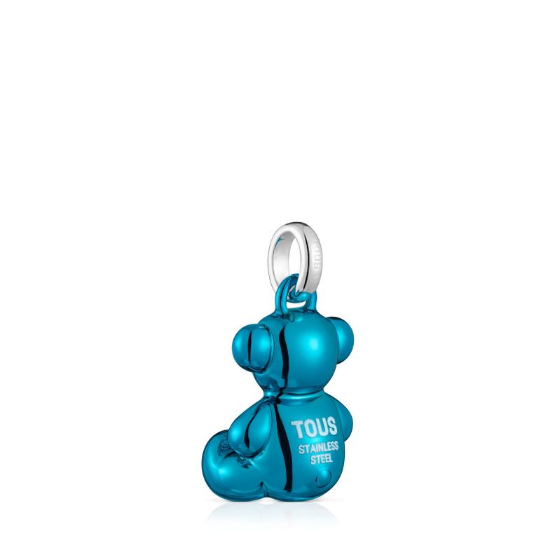 Colgante oso de acero en color azul Bold Bear-2