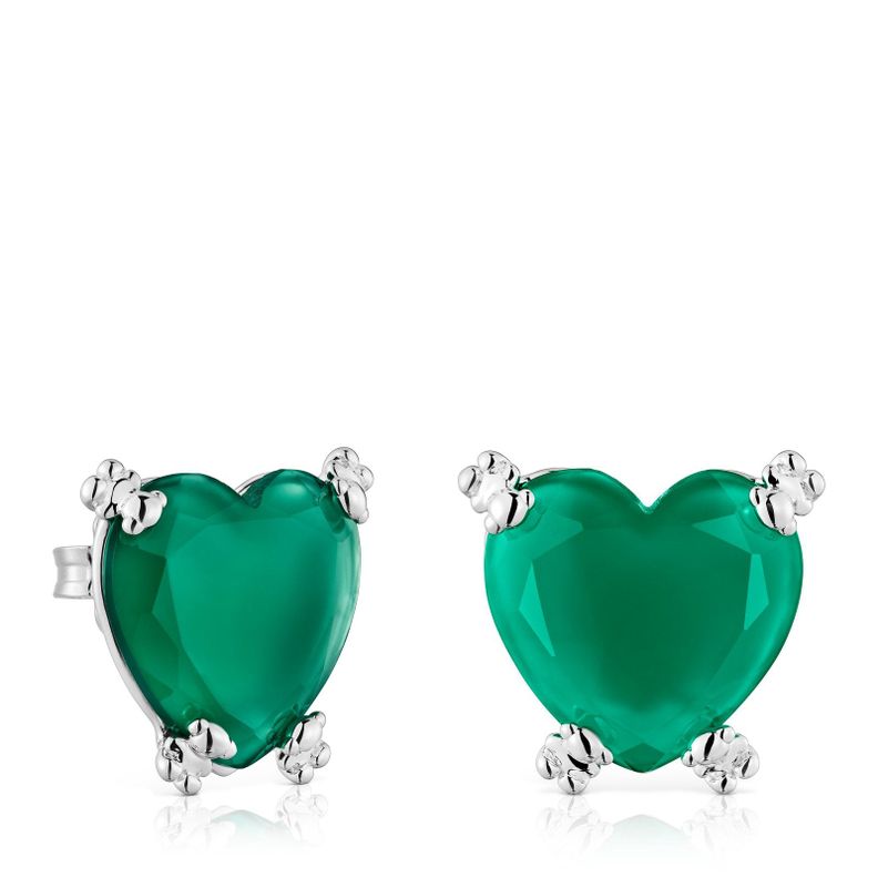 Pendientes corazón de plata y calcedonia tratada Color Pills-0