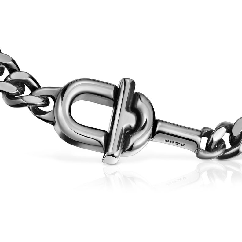 Pulsera de cadena barbada en plata dark silver-1