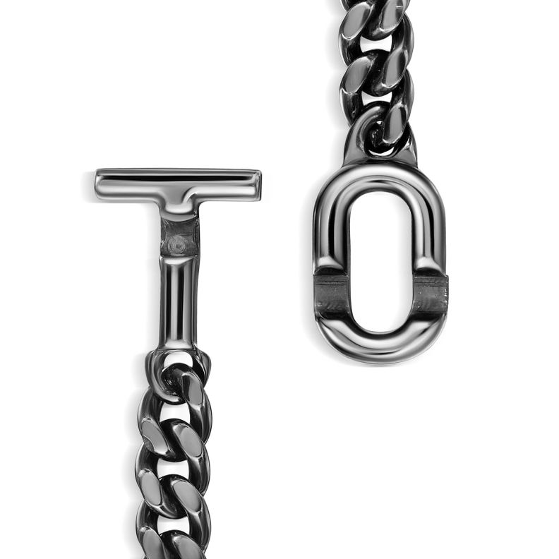 Pulsera de cadena barbada en plata dark silver-2