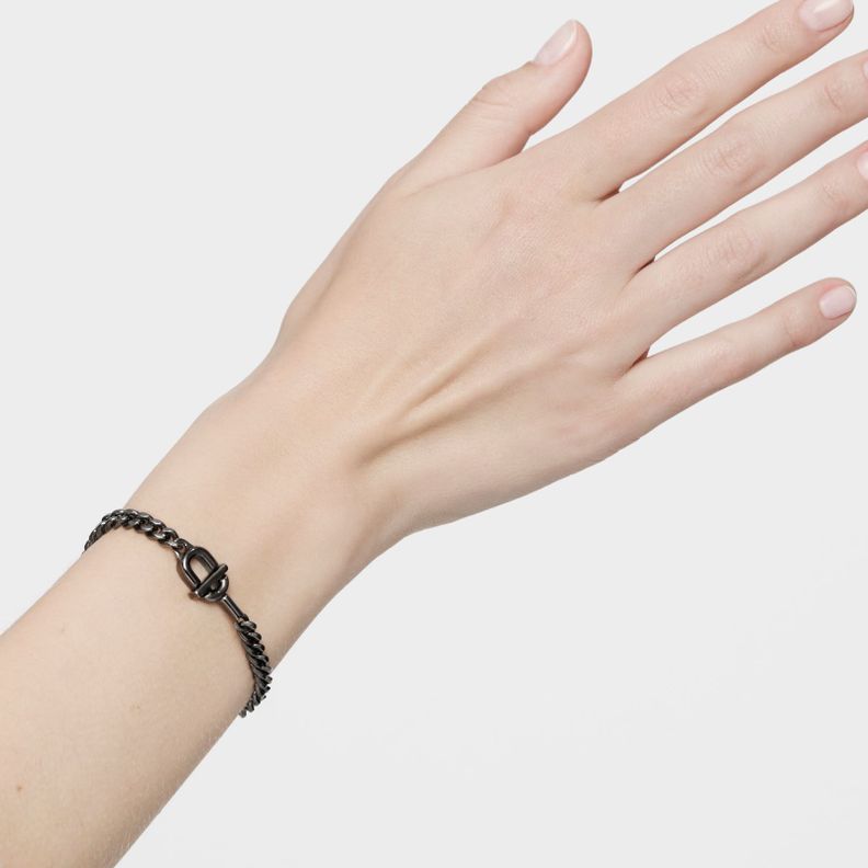 Pulsera de cadena barbada en plata dark silver-4