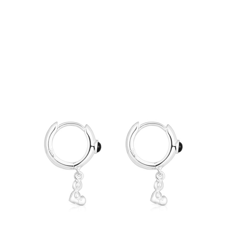 Aros de plata con ónix y motivo oso Bold Bear Tous-1