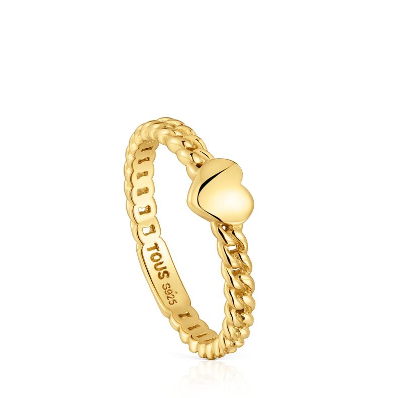 Anillo pequeño corazón con baño de oro 18 kt sobre plata-0