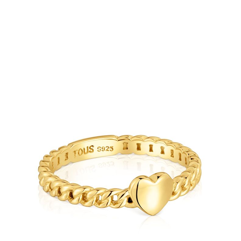 Anillo pequeño corazón con baño de oro 18 kt sobre plata-1