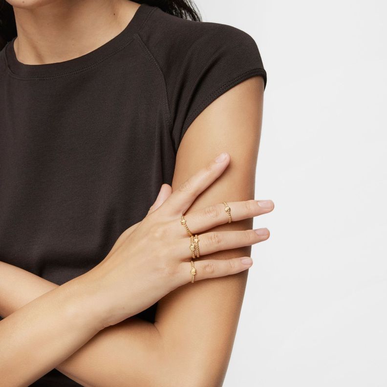 Anillo pequeño corazón con baño de oro 18 kt sobre plata-4