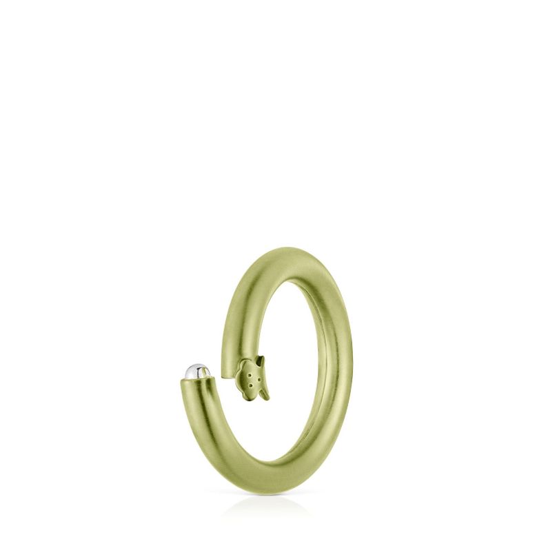 Anilla mediana de plata en color verde Hold-1