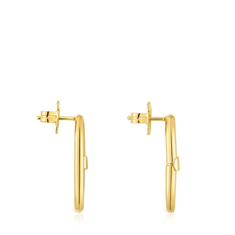 Pendientes cortos con baño de oro 18 kt sobre plata Hold Oval-1