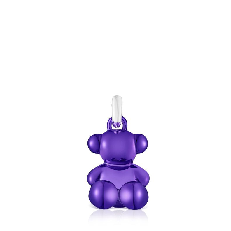 Colgante oso de acero en color lila Bold Bear-0