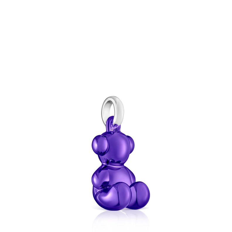 Colgante oso de acero en color lila Bold Bear-1