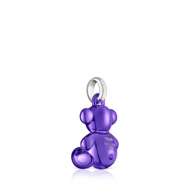 Colgante oso de acero en color lila Bold Bear-2