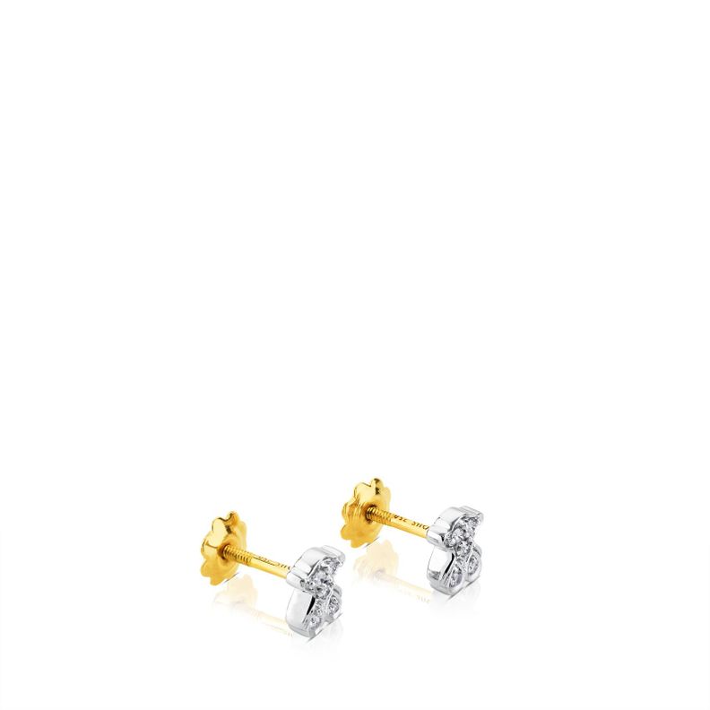 Aros oso de oro blanco y diamantes Puppies Tous-2