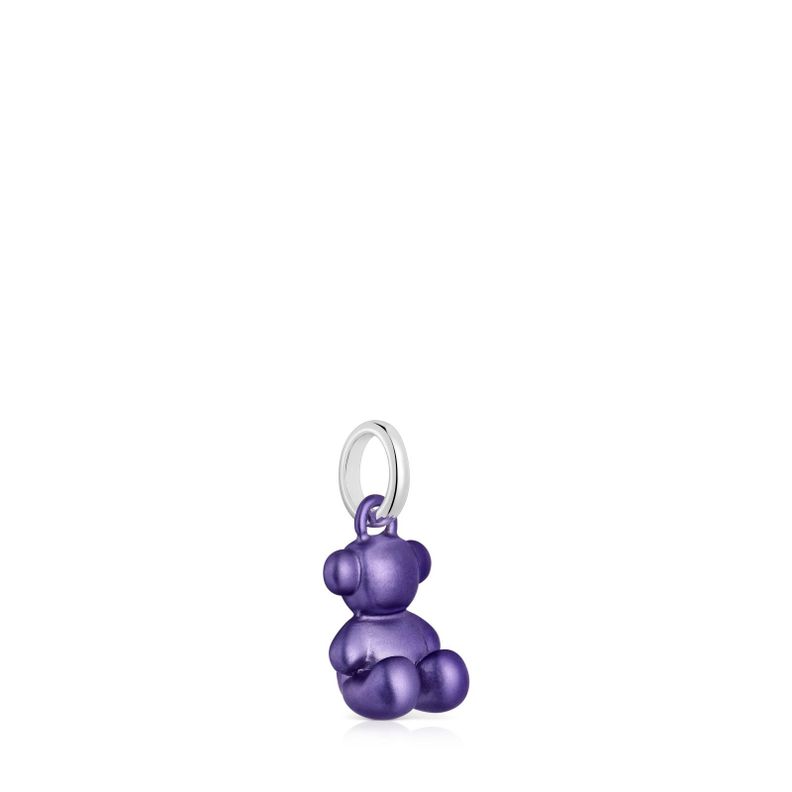 Colgante oso pequeño de acero en color lila oscuro Bold Bear-1