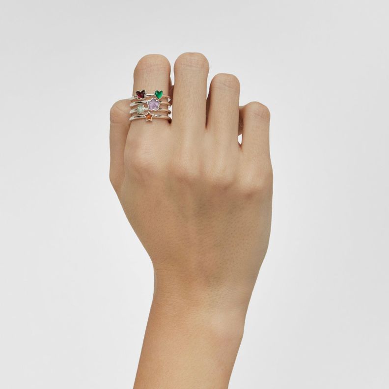 Anillo ancho de plata y gemas motivos Bold Motif-3