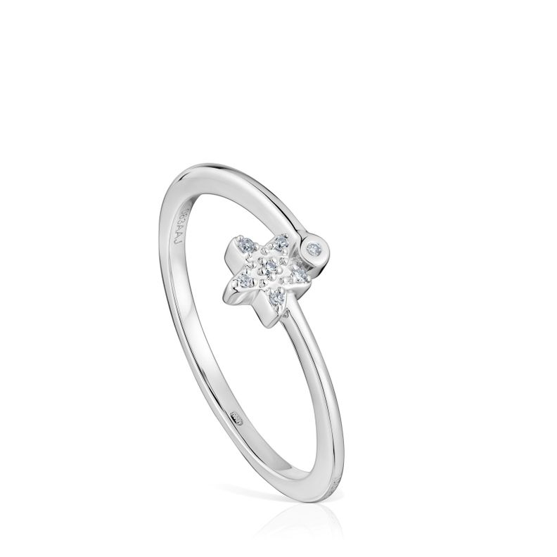 Anillo estrella de oro blanco con diamantes TOUS Grain-0