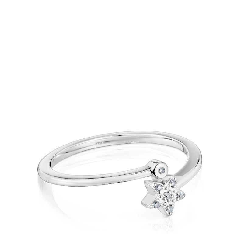 Anillo estrella de oro blanco con diamantes TOUS Grain-1