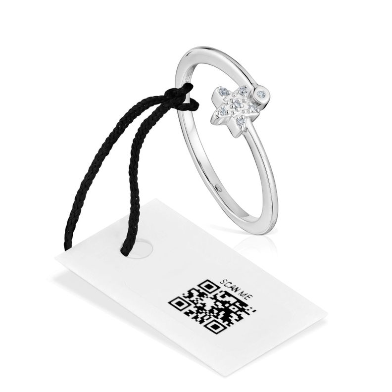 Anillo estrella de oro blanco con diamantes TOUS Grain-4