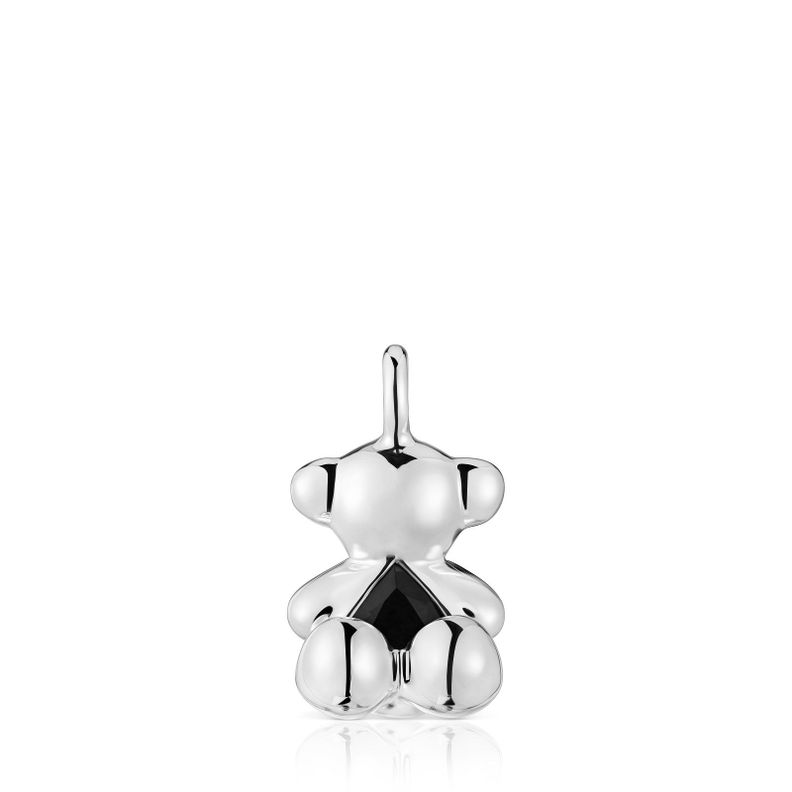 Colgante oso mediano de plata y ónix Bold Bear-0