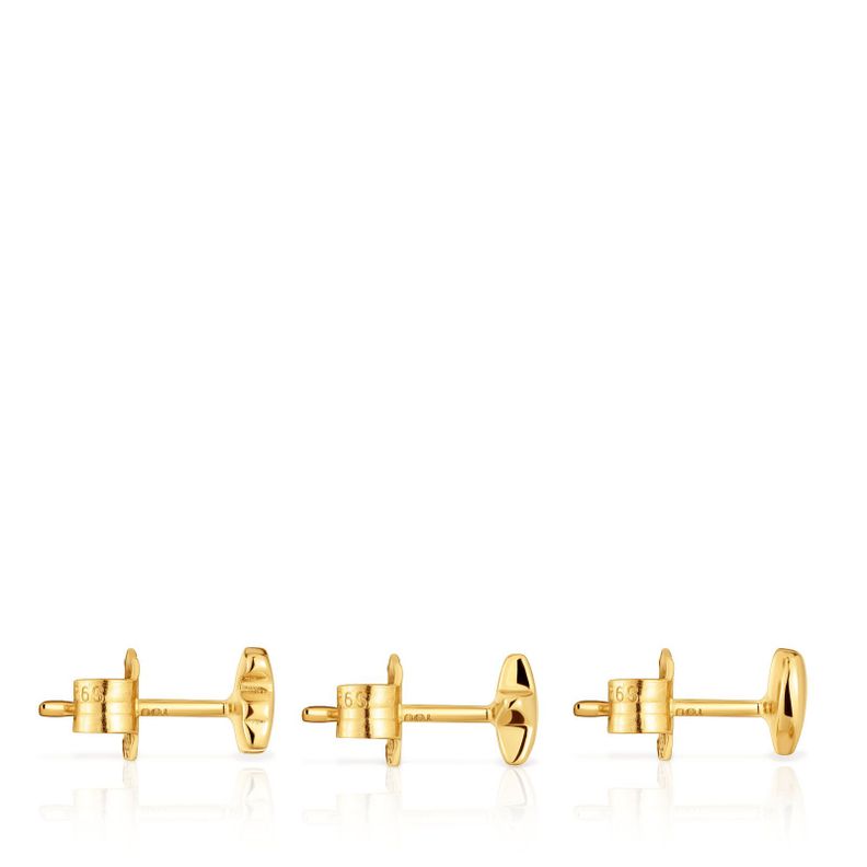 Pack de tres pendientes con baño de oro 18 kt sobre plata motivos Bold Motif-1