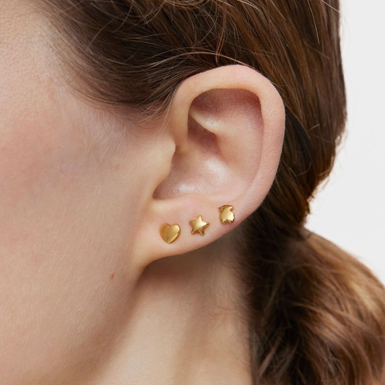 Pack de tres pendientes con baño de oro 18 kt sobre plata motivos Bold Motif-4
