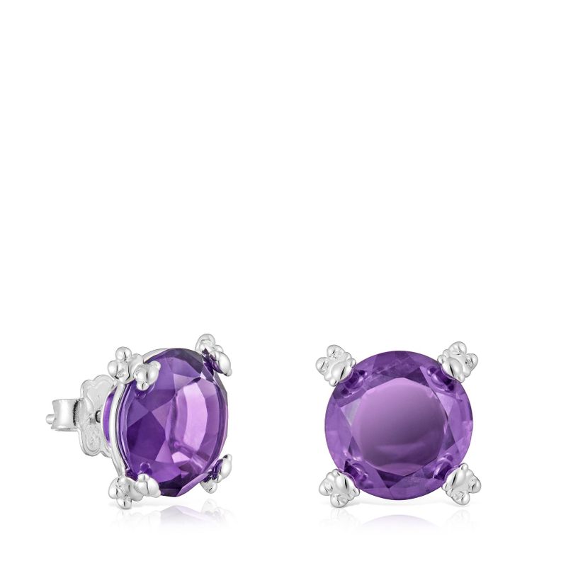 Pendientes corazón de plata y amatista Color Pills-0