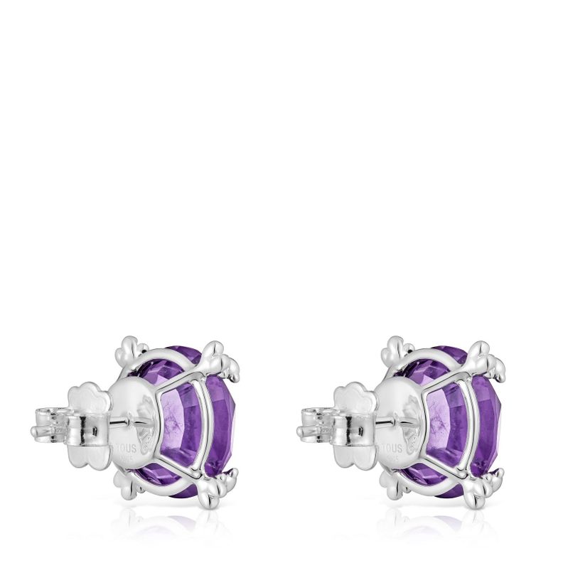 Pendientes corazón de plata y amatista Color Pills-2