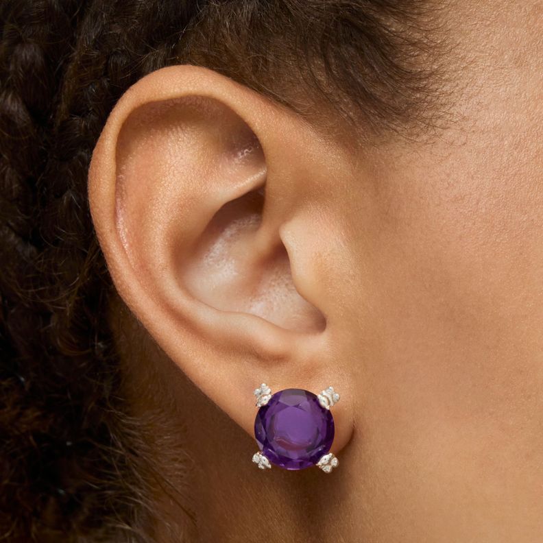 Pendientes corazón de plata y amatista Color Pills-5