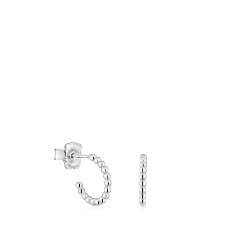 Pendientes aro cortos bolas de plata 10 mm Basicos-0