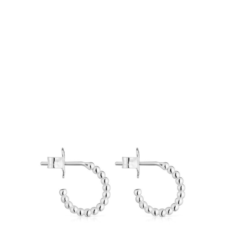 Pendientes aro cortos bolas de plata 10 mm Basicos-1