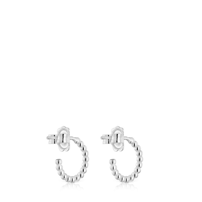 Pendientes aro cortos bolas de plata 10 mm Basicos-2