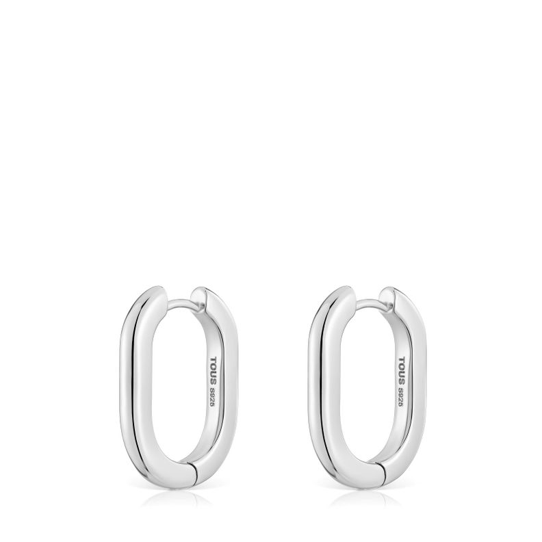 Pendientes aro largos de plata 22 mm Basicos-2
